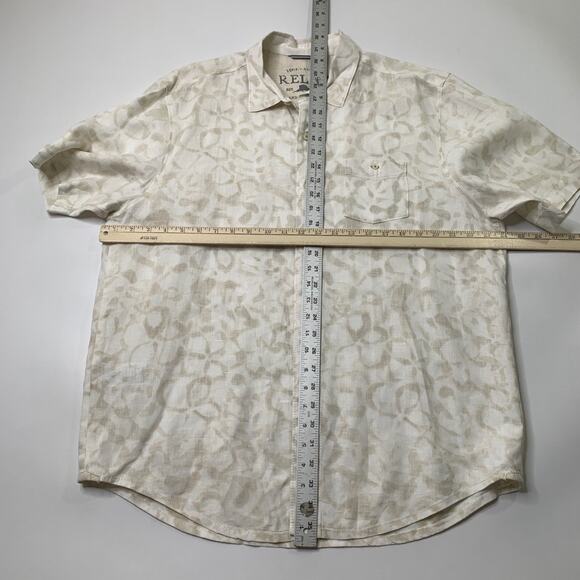 Tommy Bahama Shirt Mens L White Parchment Linen Relax Island Modern Fit Printed - Picture 7 of 12